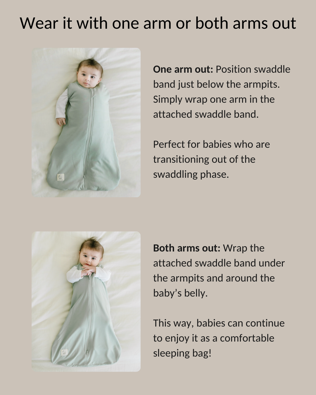 2-in-1 Bamboo Swaddle Sleeping Bag for Babies (0-6 Months)