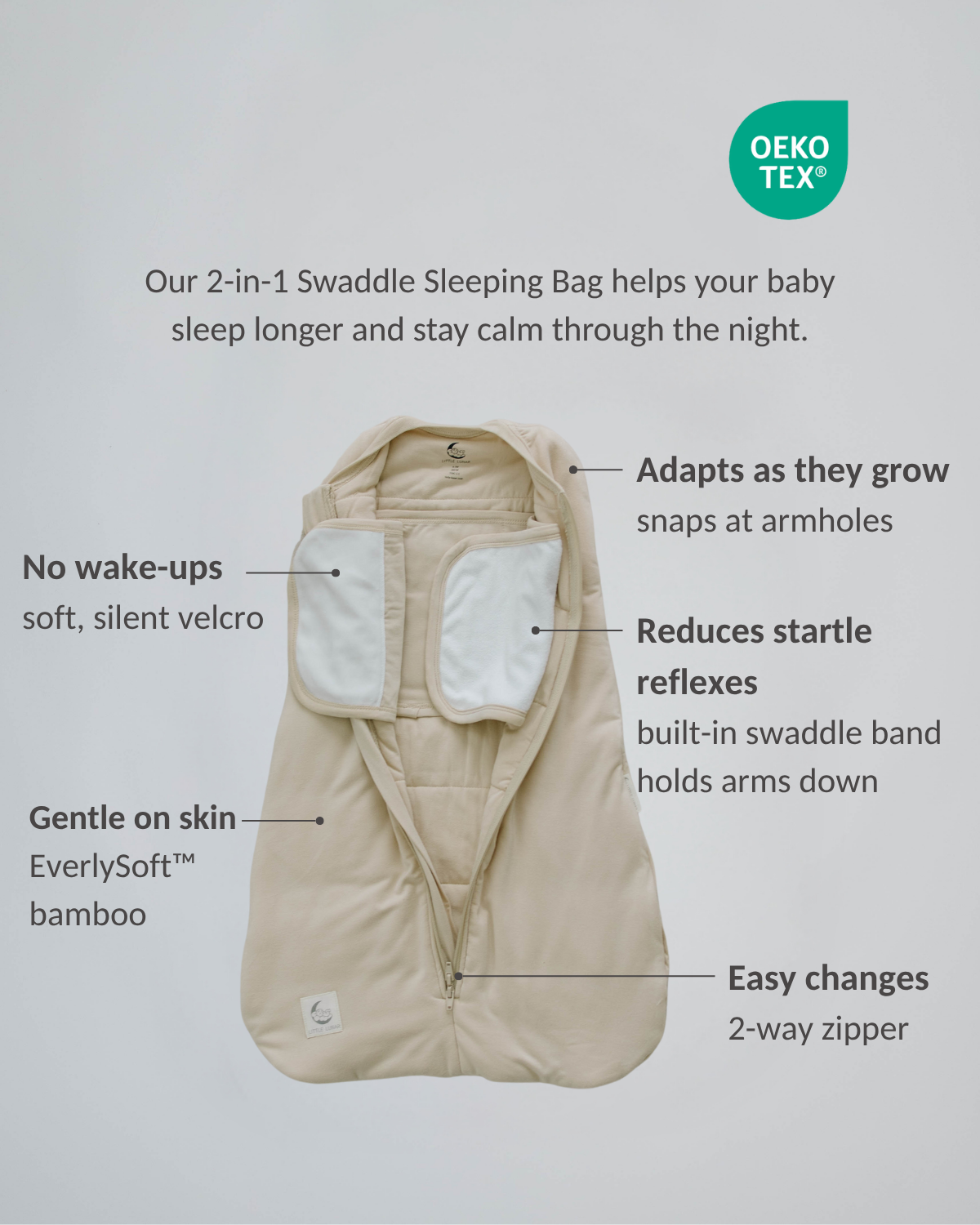 2-in-1 Bamboo Swaddle Sleeping Bag for Babies (0-6 Months)
