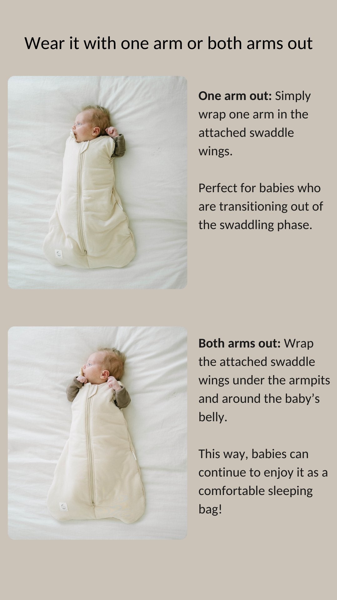 Bamboo Swaddle Sleeping Bag for Newborns (0 - 6 Months) - Little Lunar